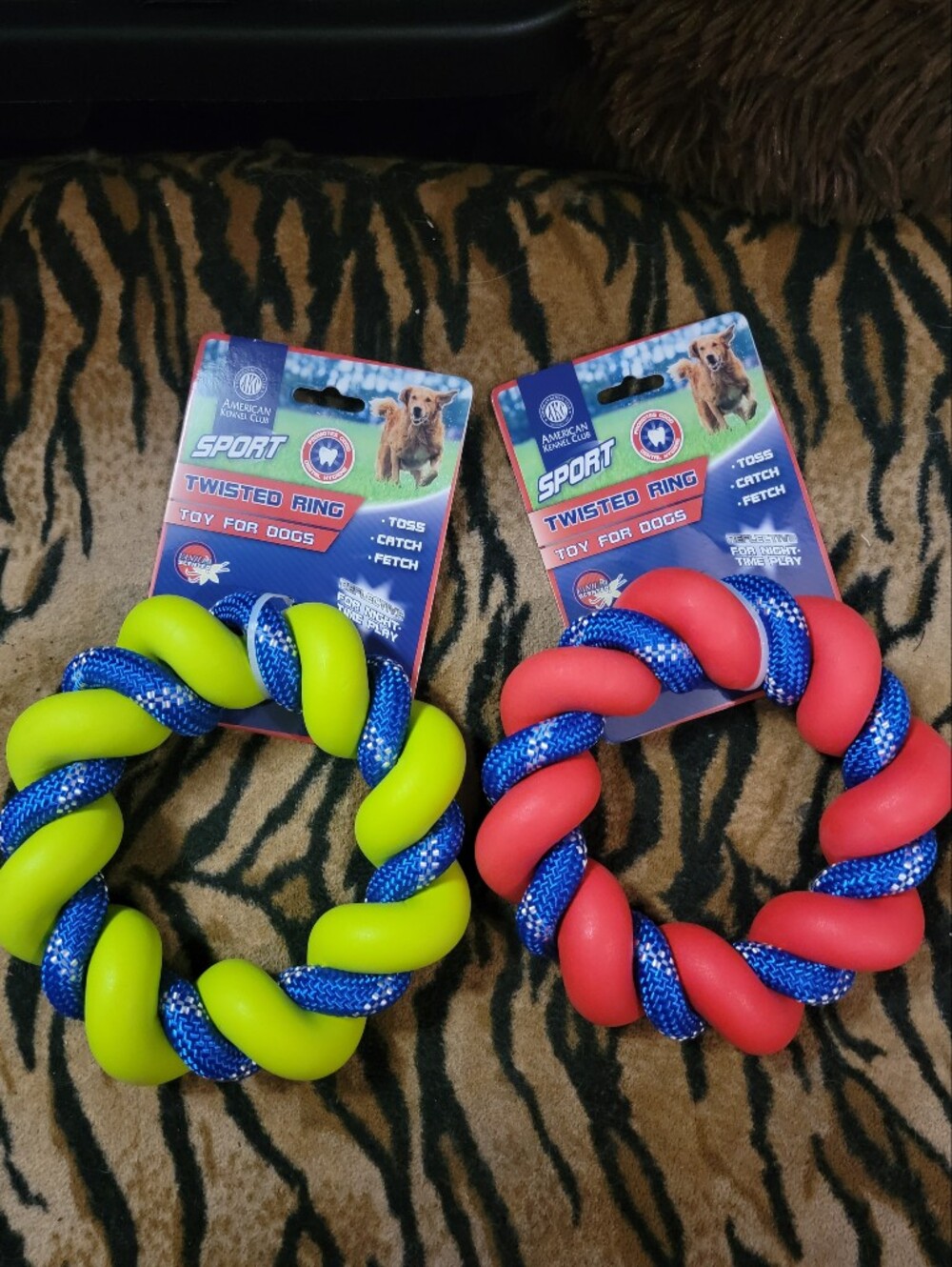 AKC Dog Ring Toy Sport Toss Fetch Durable W Rope Colors Vary Large Xlarge Ea.